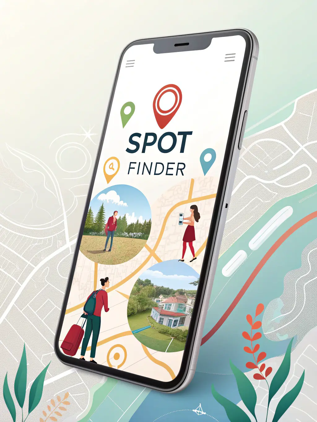 A mockup of the SpotMeApp interface on a mobile device, emphasizing the seamless integration and user-friendly design for quick access to features.